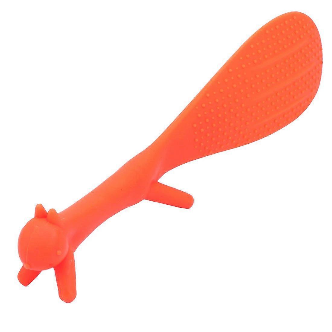 Nonstick Plastic Rice Paddle Spoon with Ergonomic Handle, Orange Squirrel Design for Serving Rice
