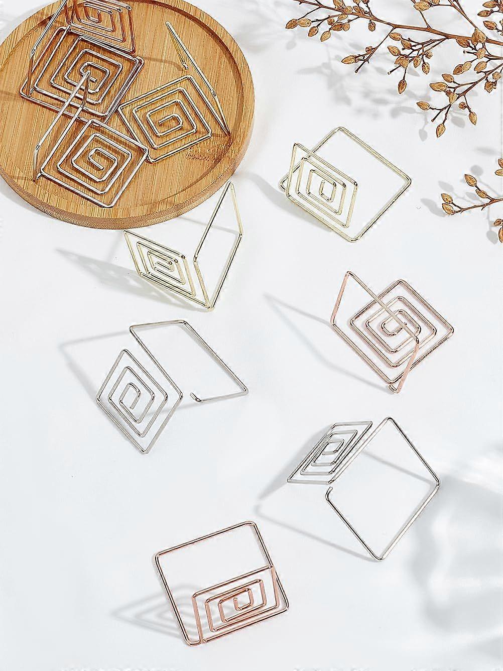 12Pcs Carbon Steel Place Card Holders Wire Table Number Holder Square Mixed Color Photo Memo Stands for Centerpieces Wedding Reception Party Birthday 