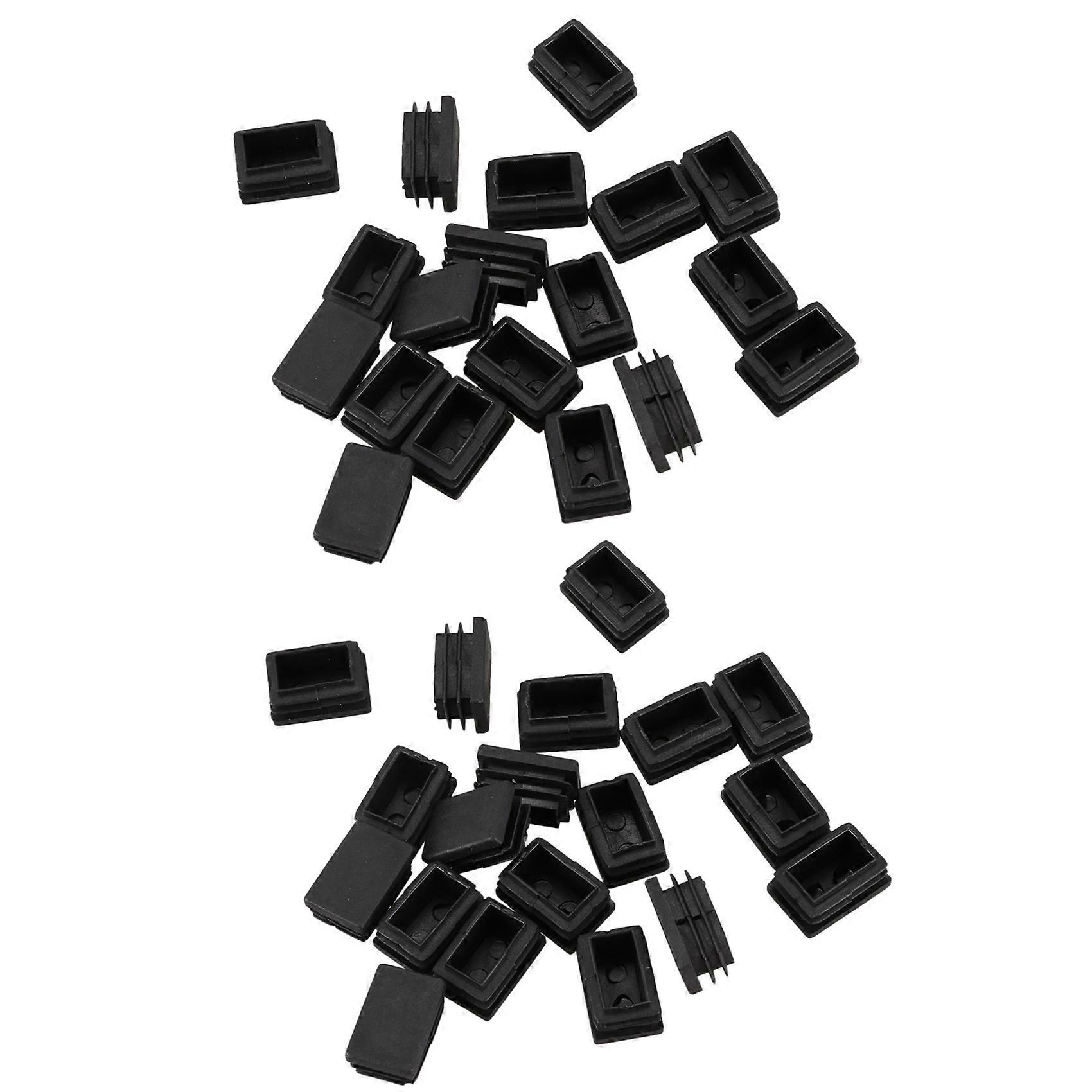 40 Pcs Plastic Rectangular End Cap 30mm X 20mm Threaded Pipe Tube Insert Rubber Feet