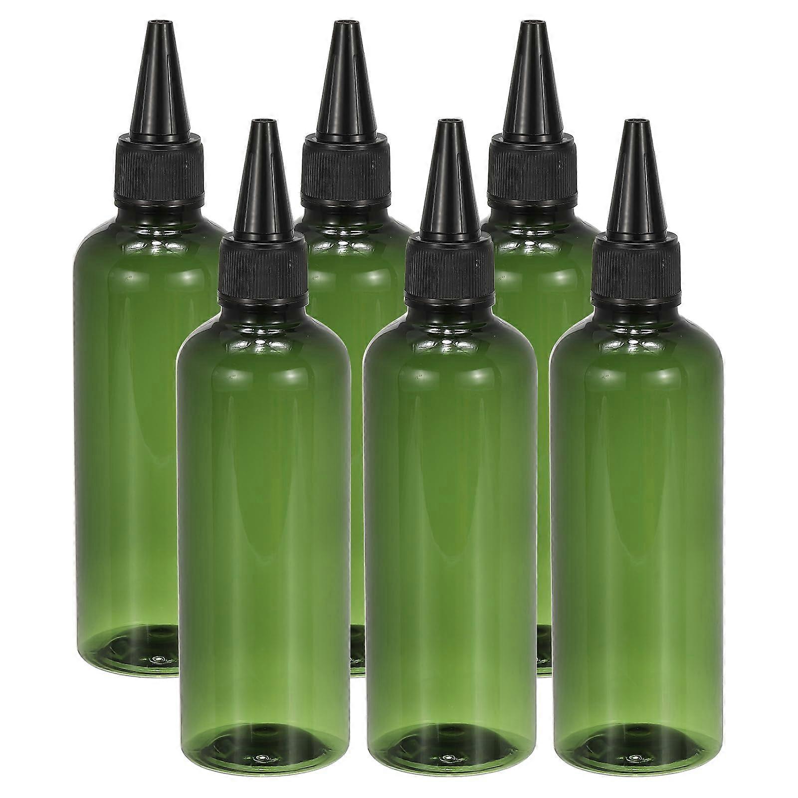 6 Pcs 100ml Plastic Squeeze Bottles Leak Proof Twist  Refillable Applicator for Liquids Green