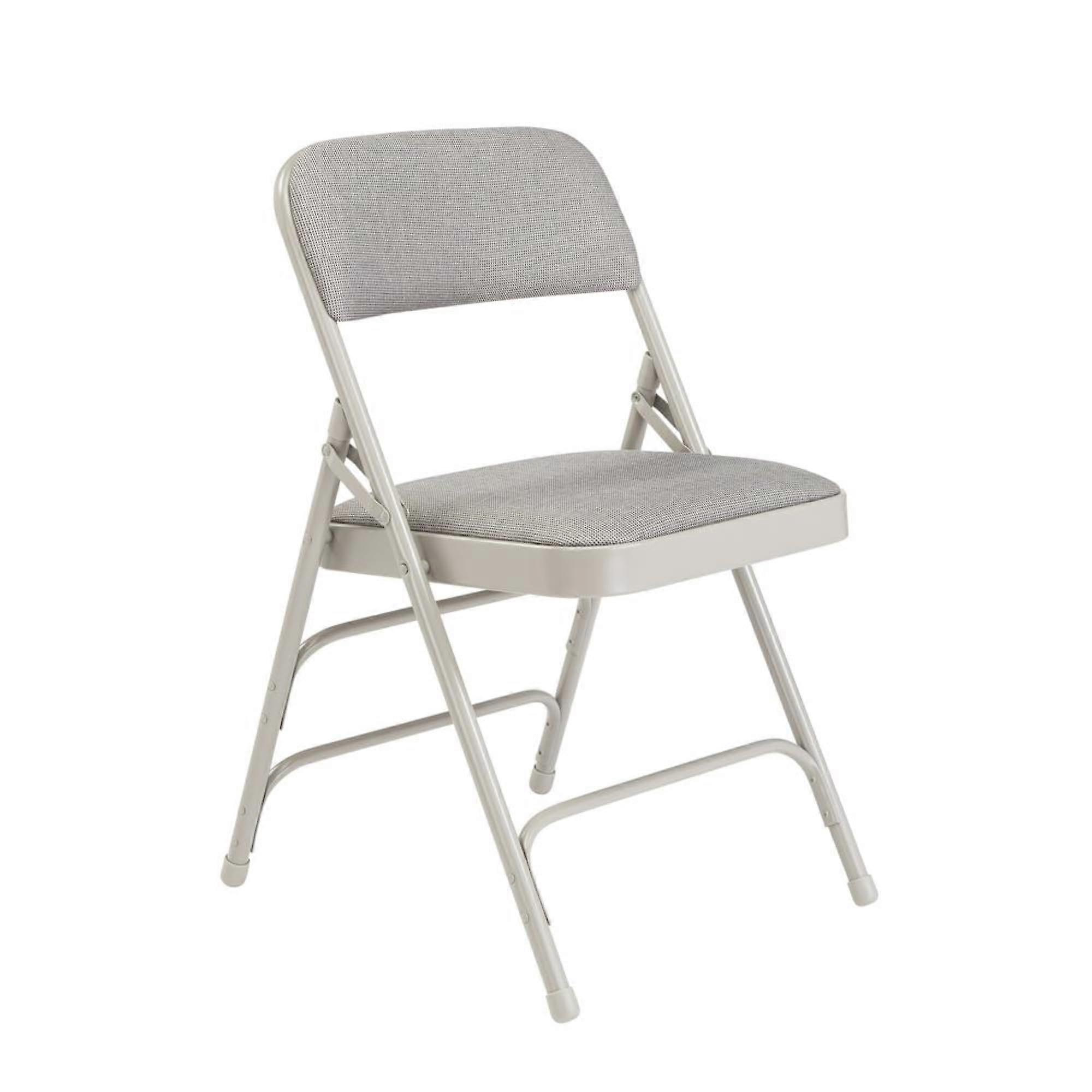 Deluxe Fabric Upholstered Folding Chairs Greystone with Triple Brace Support Pack of 4