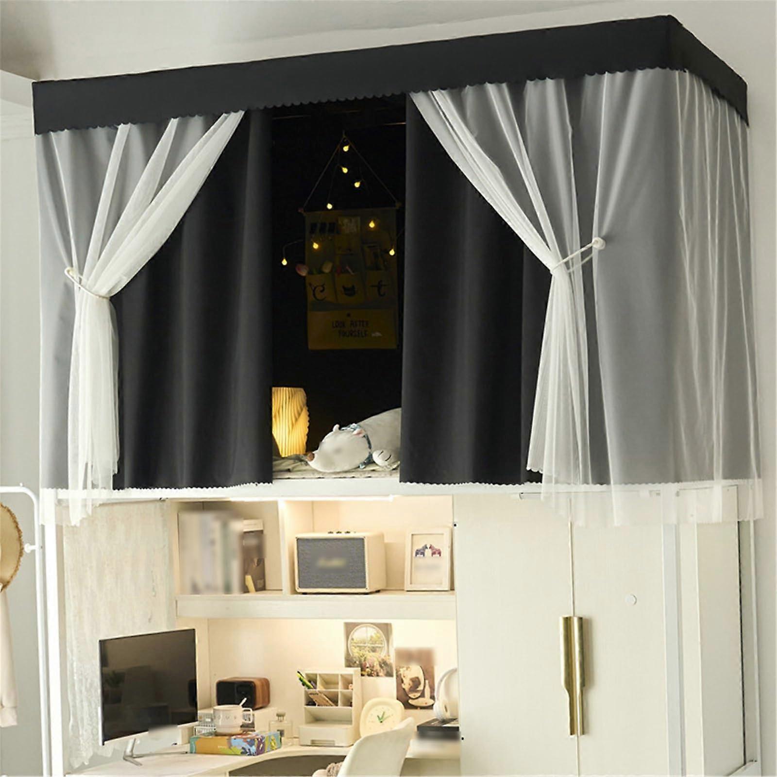 Bunk Bed Curtains with  Cover for Dorm Privacy and Light Blocking, Black 1.5M Set