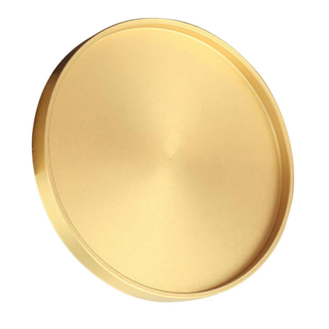 Round Wooden Tea Serving Tray with Heat Resistant Decorative Placemat for Home and Café