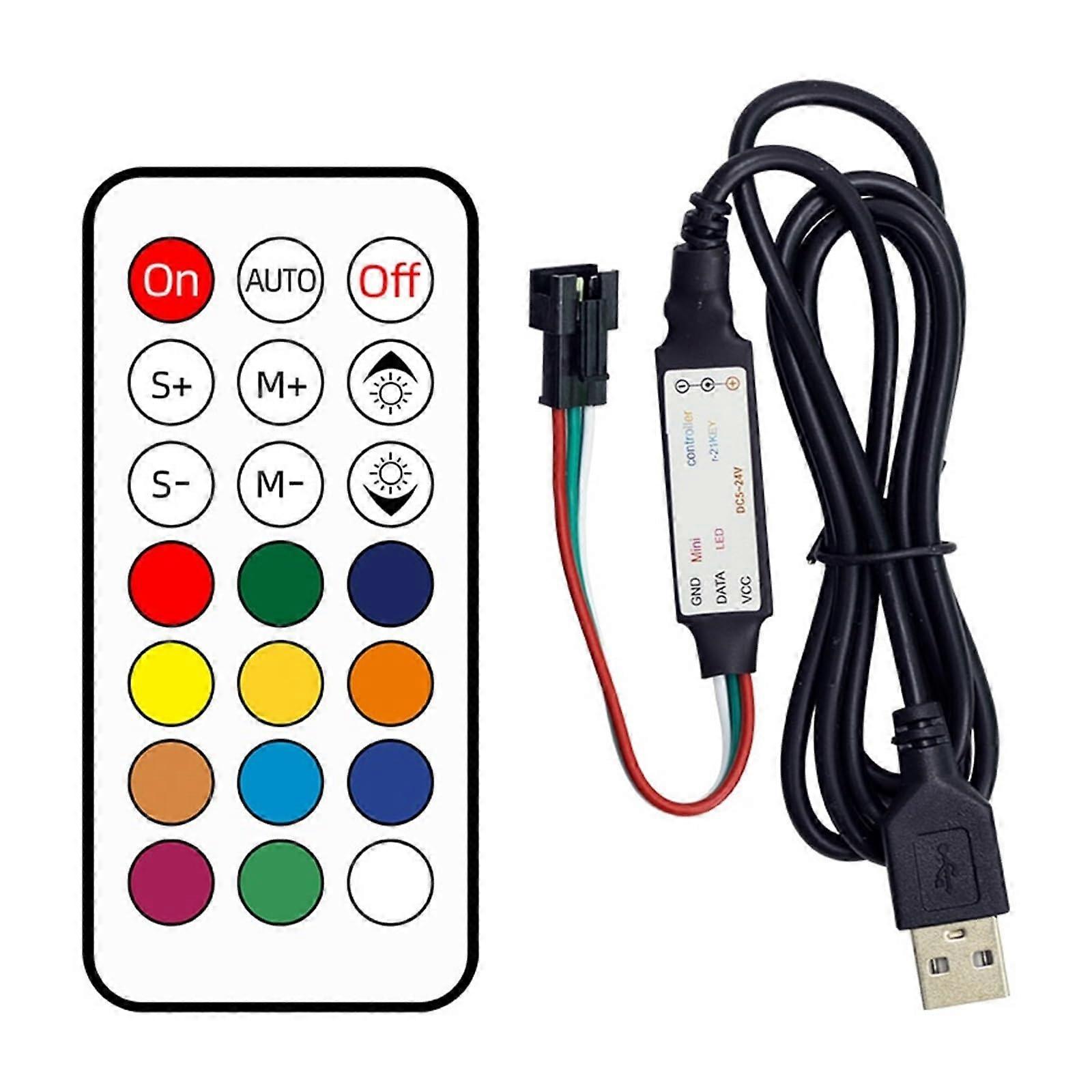 LED Dimmer Switch RGB LED Controller 12V 24V Full Color Light Bar with 21 Key Remote