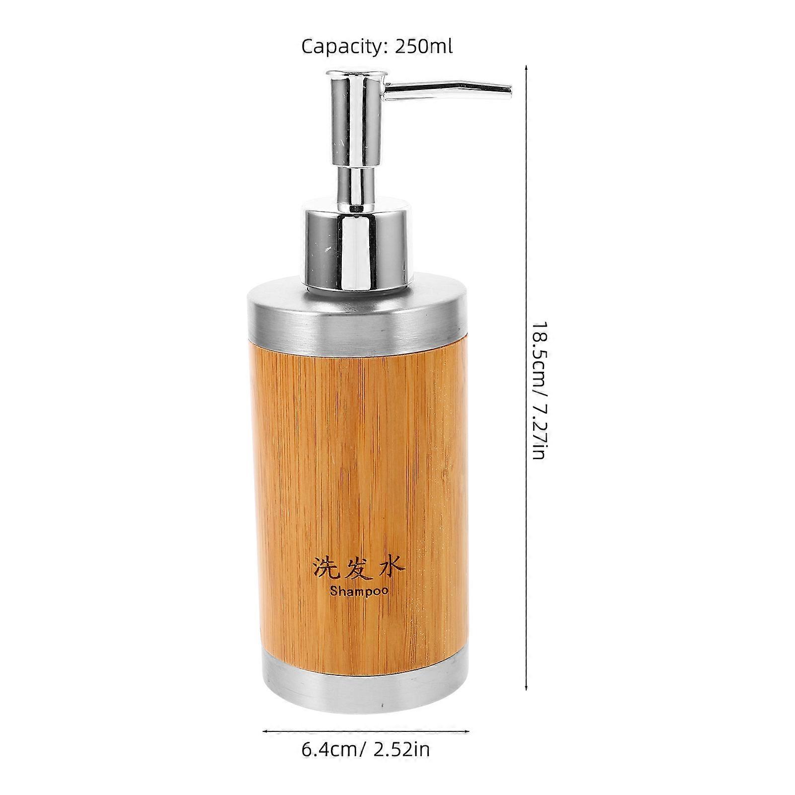 Bathroom Soap Dispenser Plastic Bamboo Pump Dispenser for 250Ml Storage