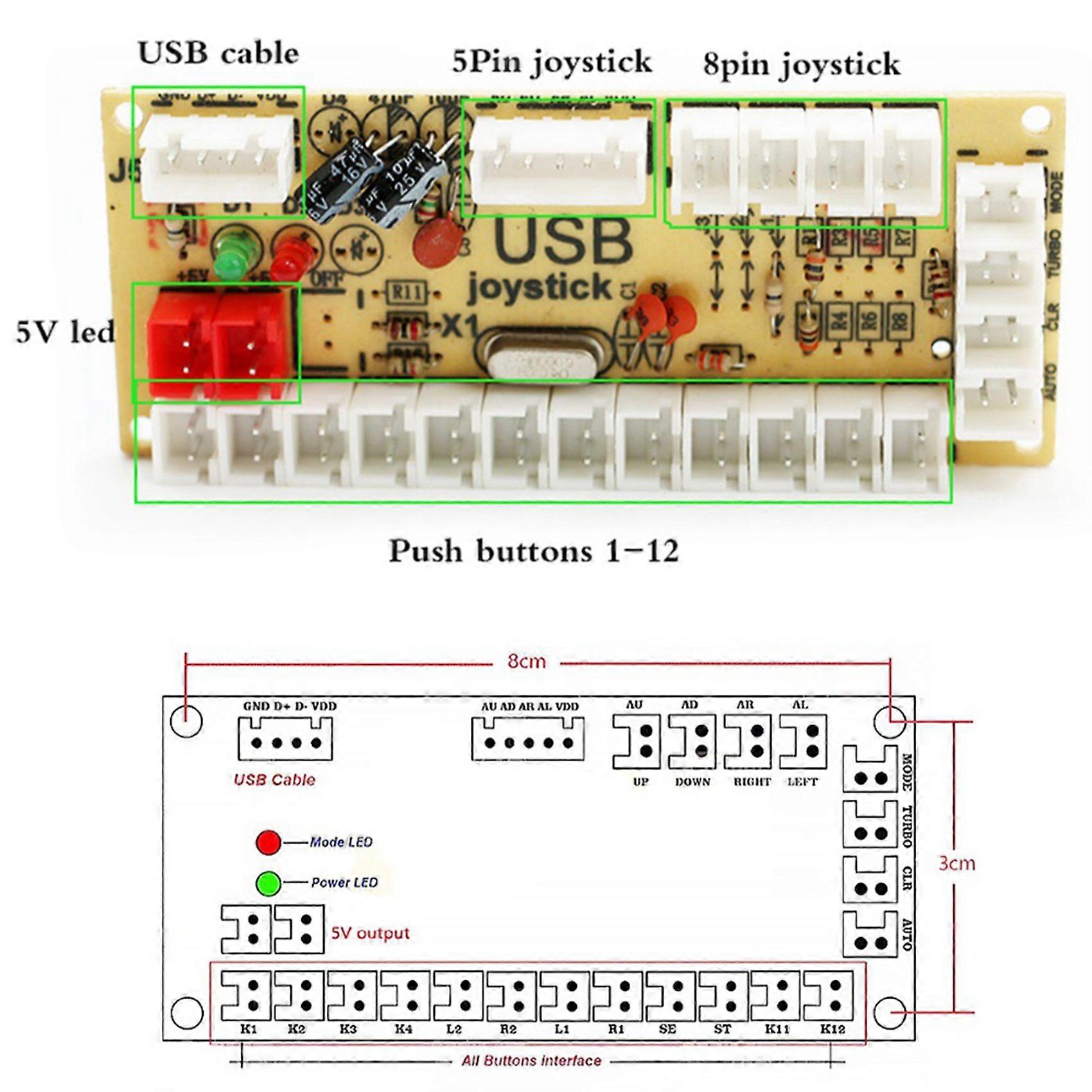2X Zero Delay Arcade DIY Arcade USB Encoder to Joystick for PC/PS3/Raspberry Pi/Android with SANWA Joystick 4.8MM BUTTON
