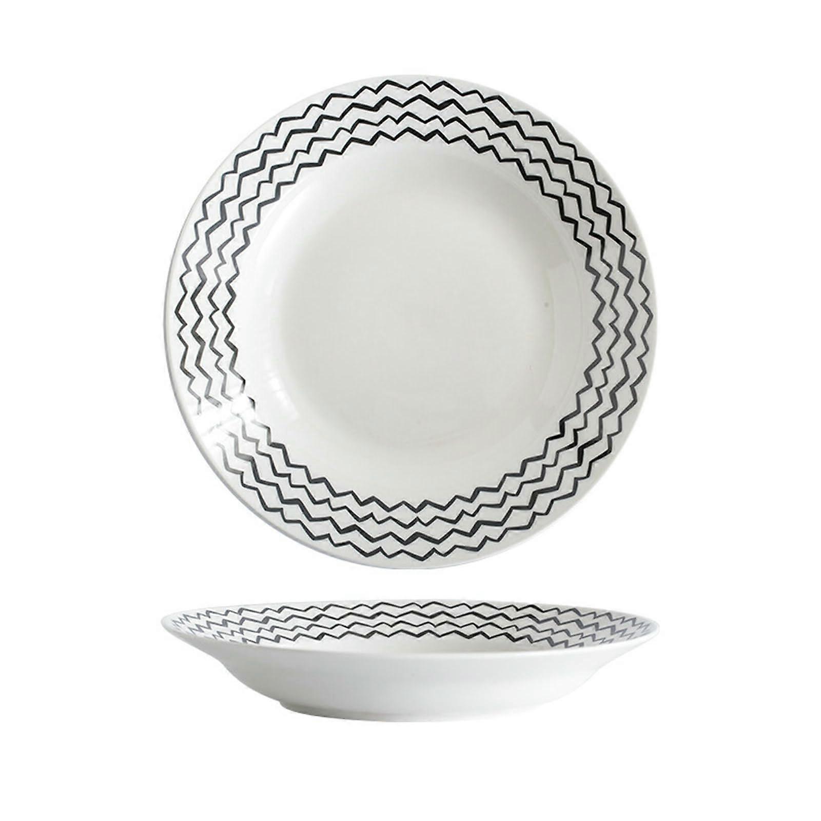Ceramic Pasta Plate Nordic Style Wave Design Microwave Dishwasher Safe Dinnerware
