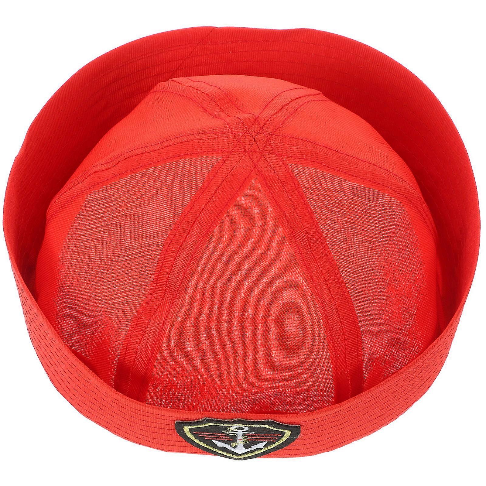 Sailor Hat Captain Hat for Stage Performance Red Polyester Accessory