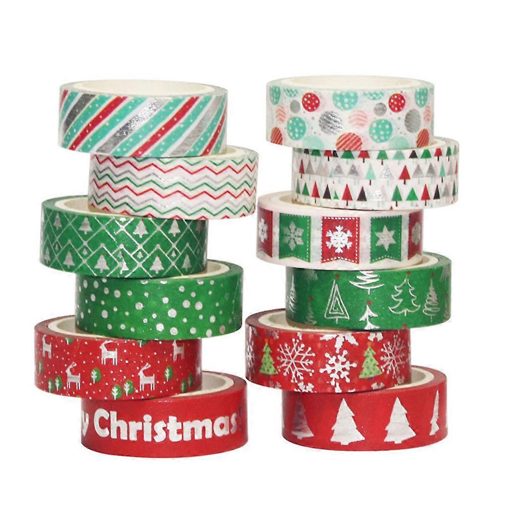 Christmas Tapes 12 Rolls for Decorative DIY Crafting