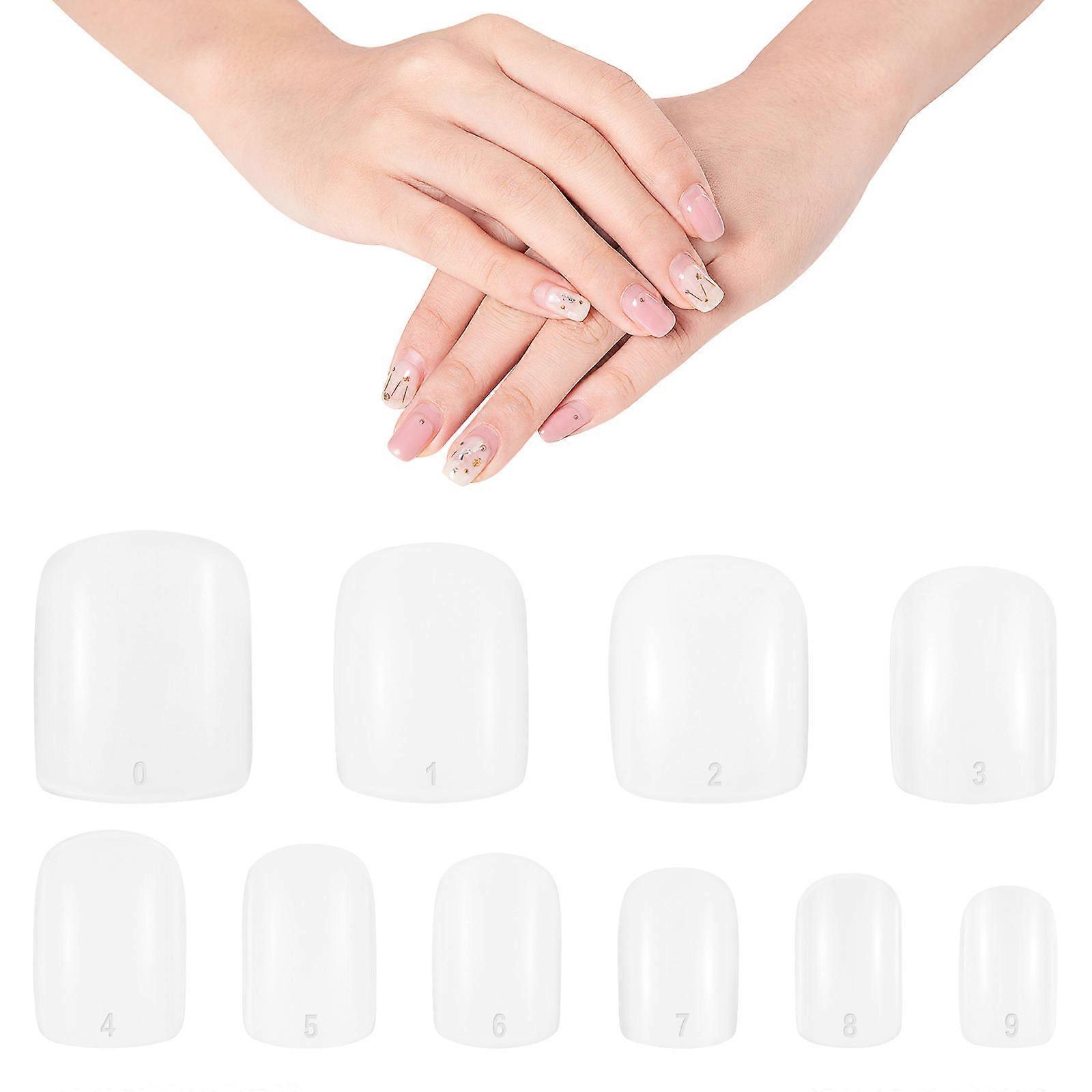 Fake Nail Stickers Transparent for Manicure Use 600Pcs Square Shape