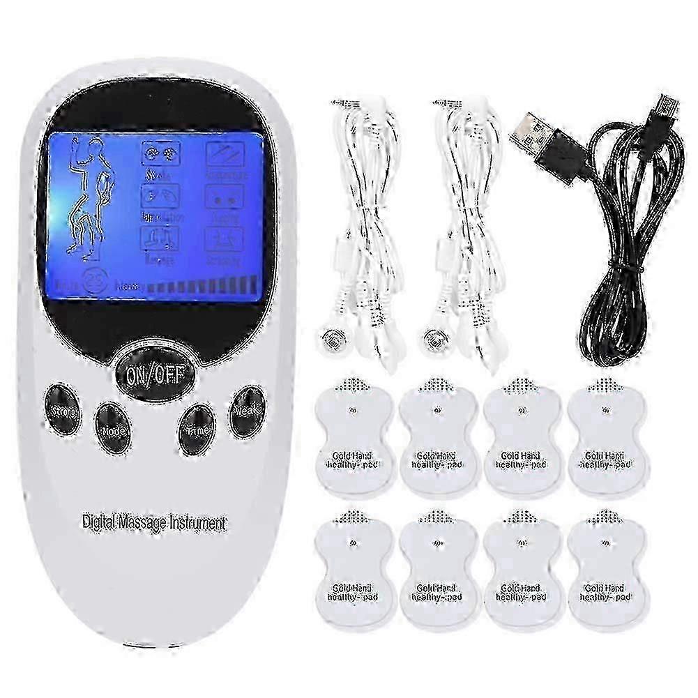 Pain therapy device, 2 channels TENS stimulation current device with 8 electrode pads