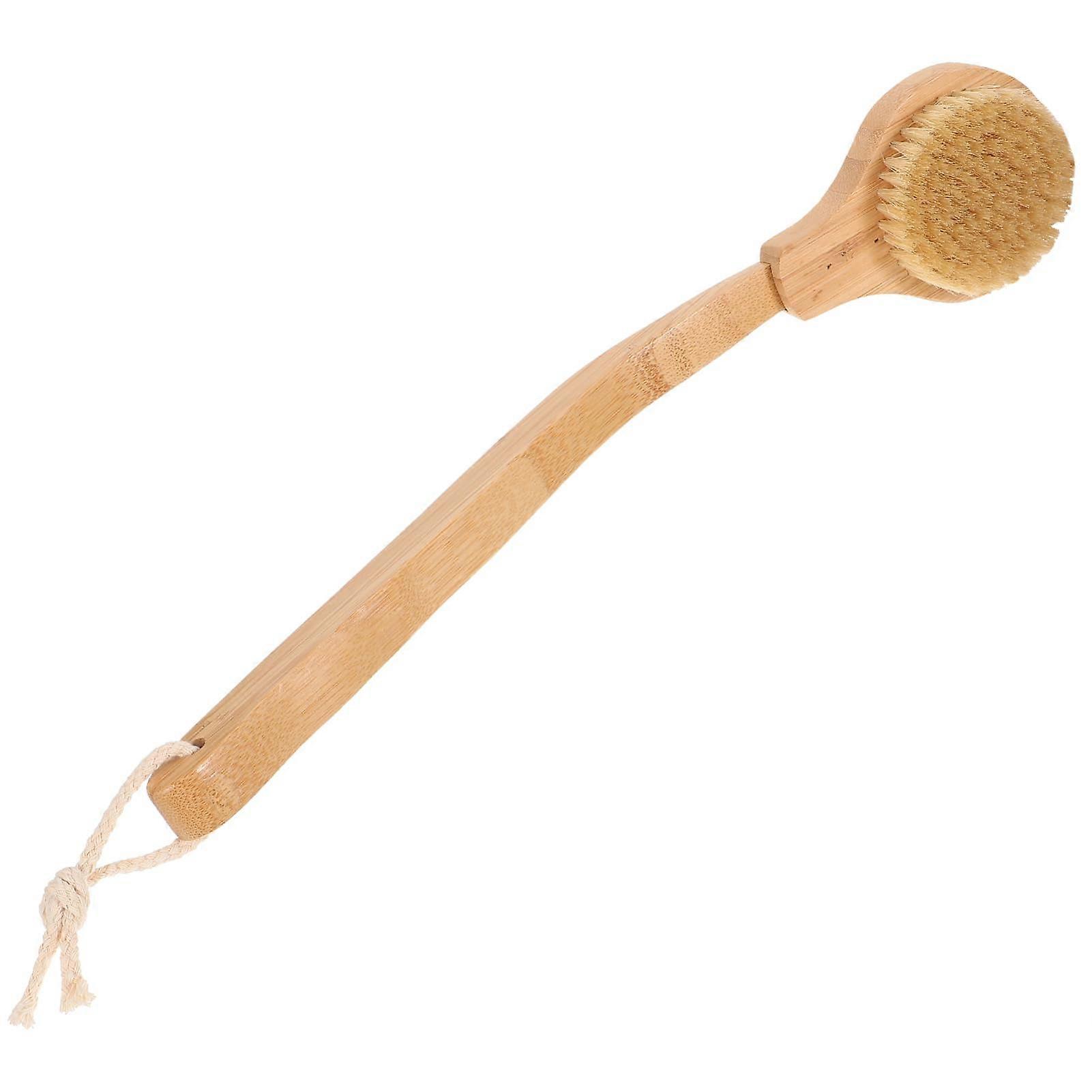Long Handle Back Scrubber for Shower with Bristles, Deep Exfoliating Bath Brush for Back and Shoulders