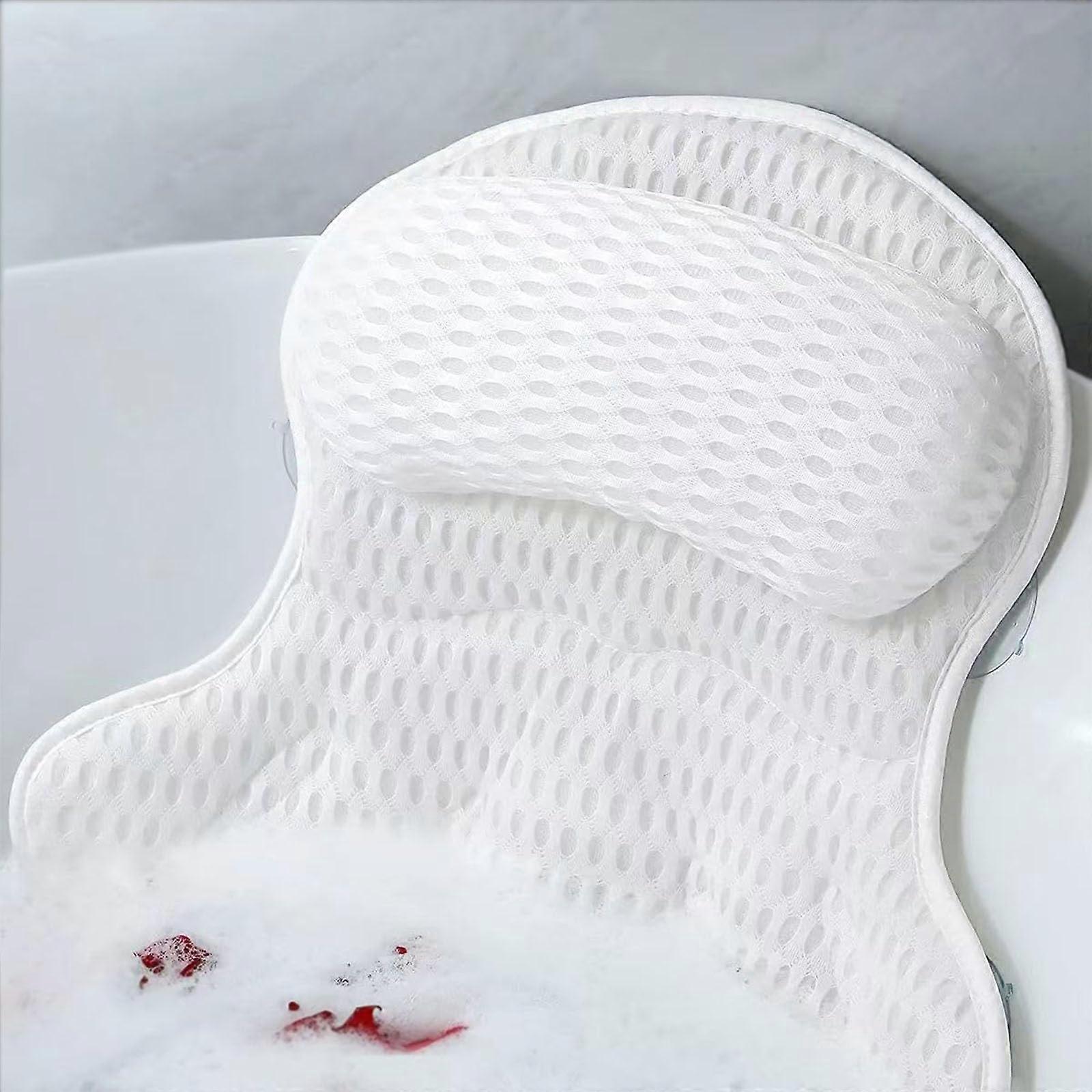 Bath Pillow for Neck and Head Support with Strong Suction Cups, Soft Breathable Mesh Cushion