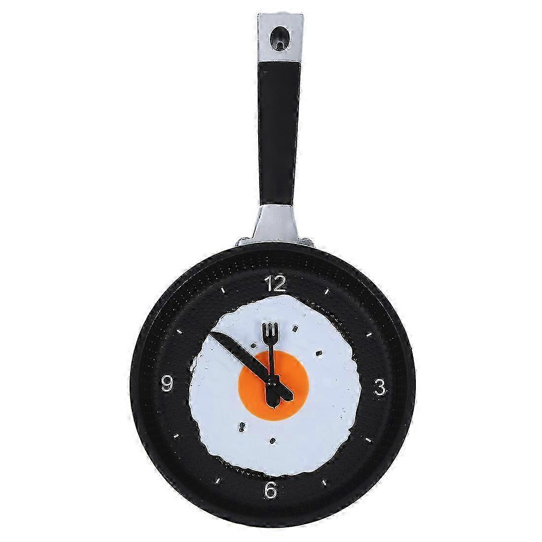Frying Pan Clock with Fried Egg - Novelty Hanging Kitchen Cafe Wall Clock Kitchen - Green-Yvan 26s
