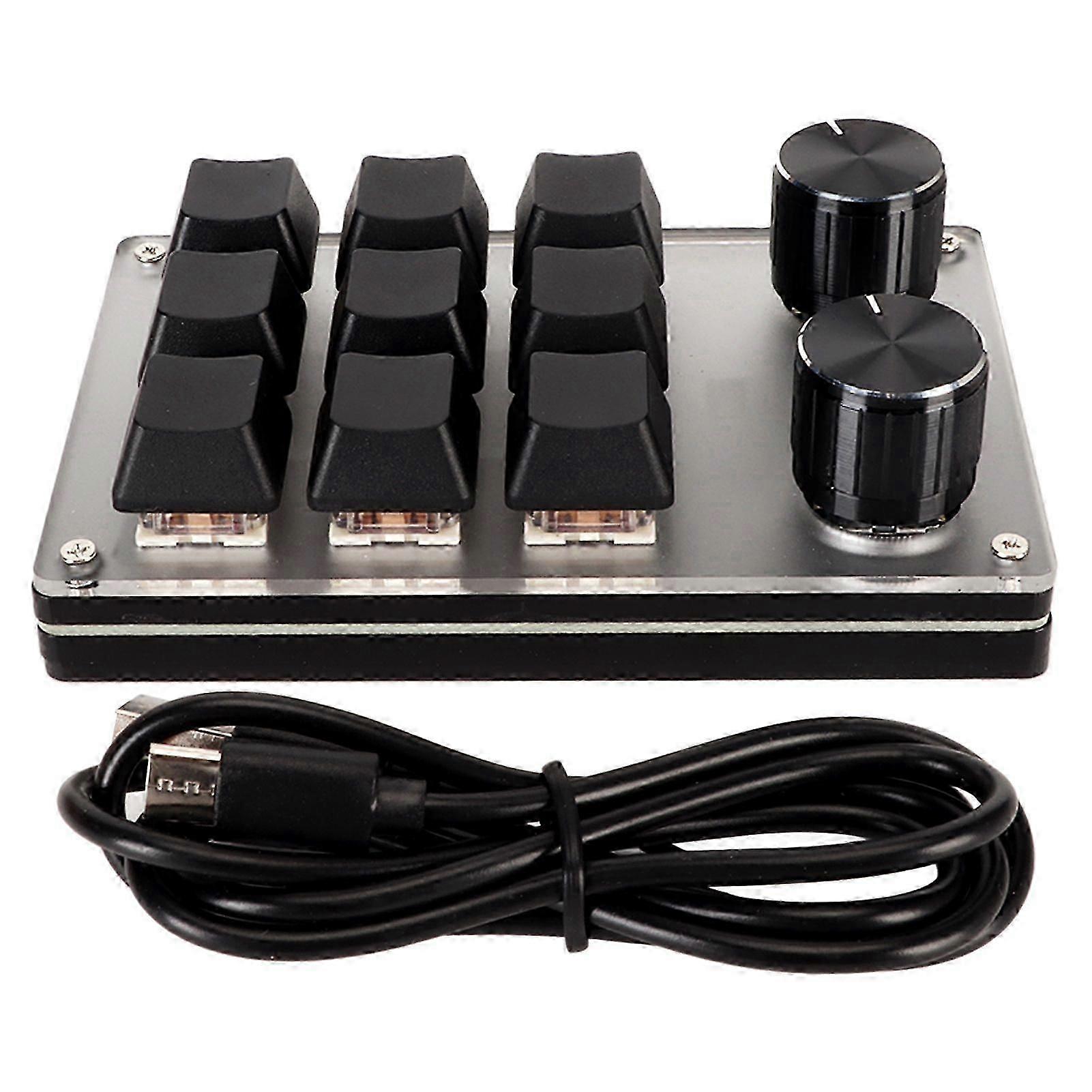 Red Switch Macro Keyboard Plug and Play Ergonomic Customized Knobs USB Mini Keypad Compatible Desktop PC 9 Keys 2 Knobs myi