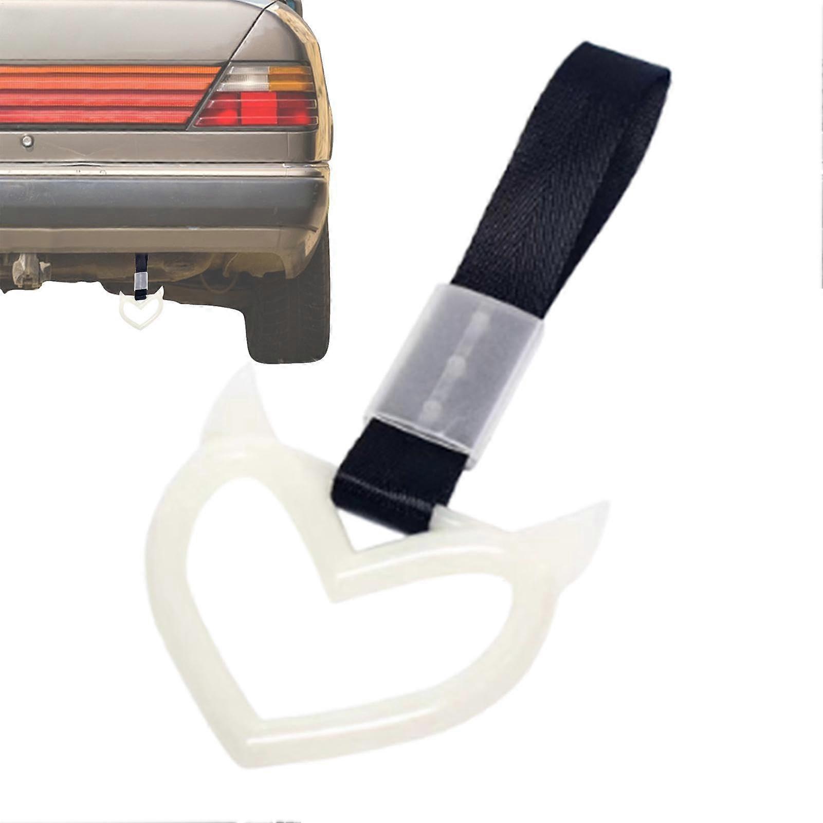 Heart Shaped Car Handle Strap with Devil Hand Pull Ring, Glow Night Safety Assist, Rear Bumper Decoration