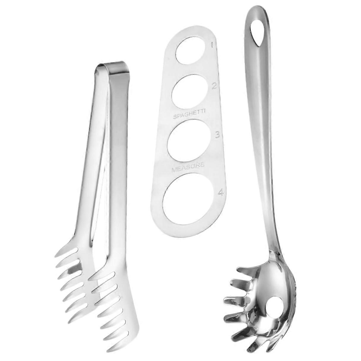 Stainless Steel Spaghetti Server with Portion Measure, HeatSafe Handle for Accurate Pasta Serving