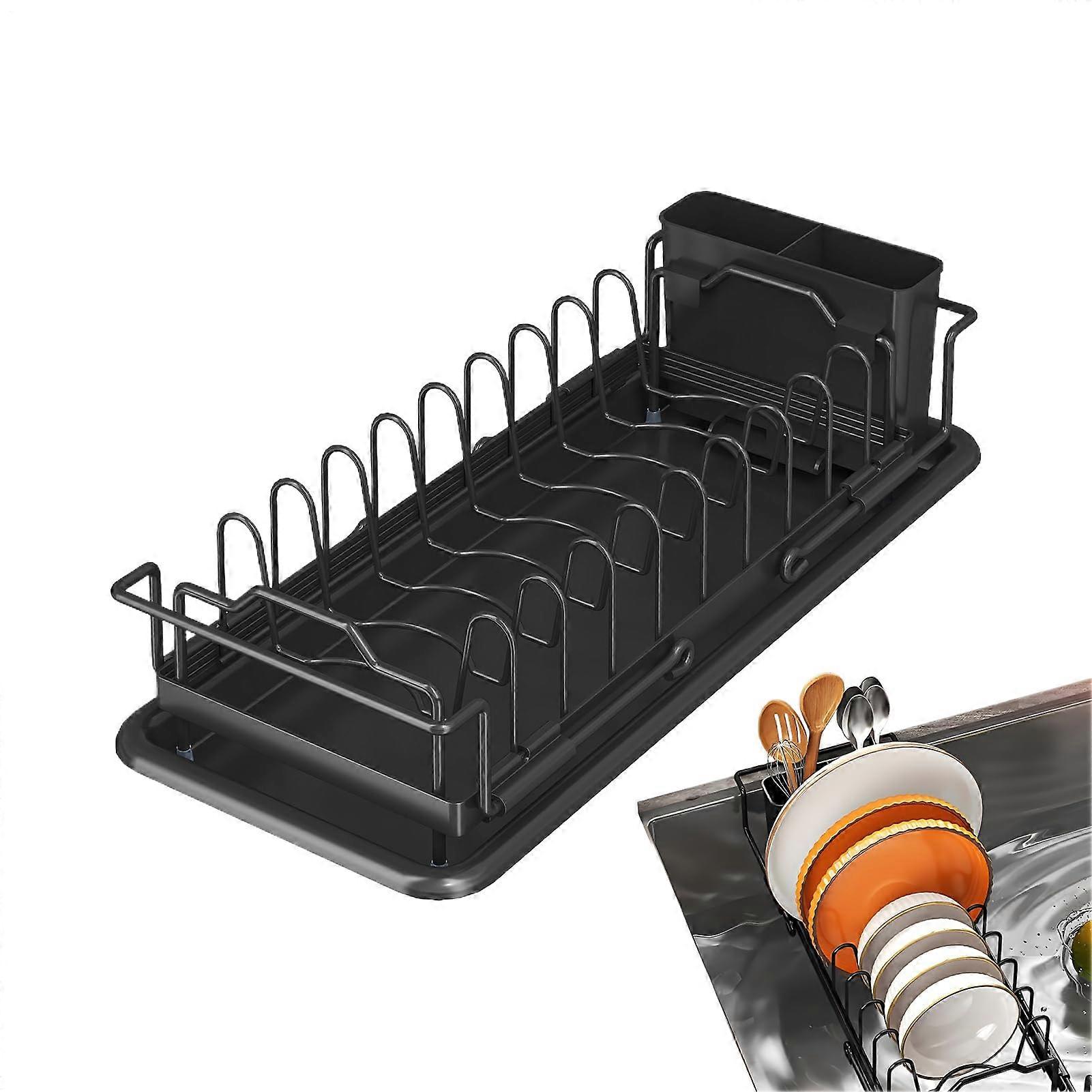 Extendable Over the Sink Dish Drying Rack with Fast Drainage and Secure Stable Base for Kitchen