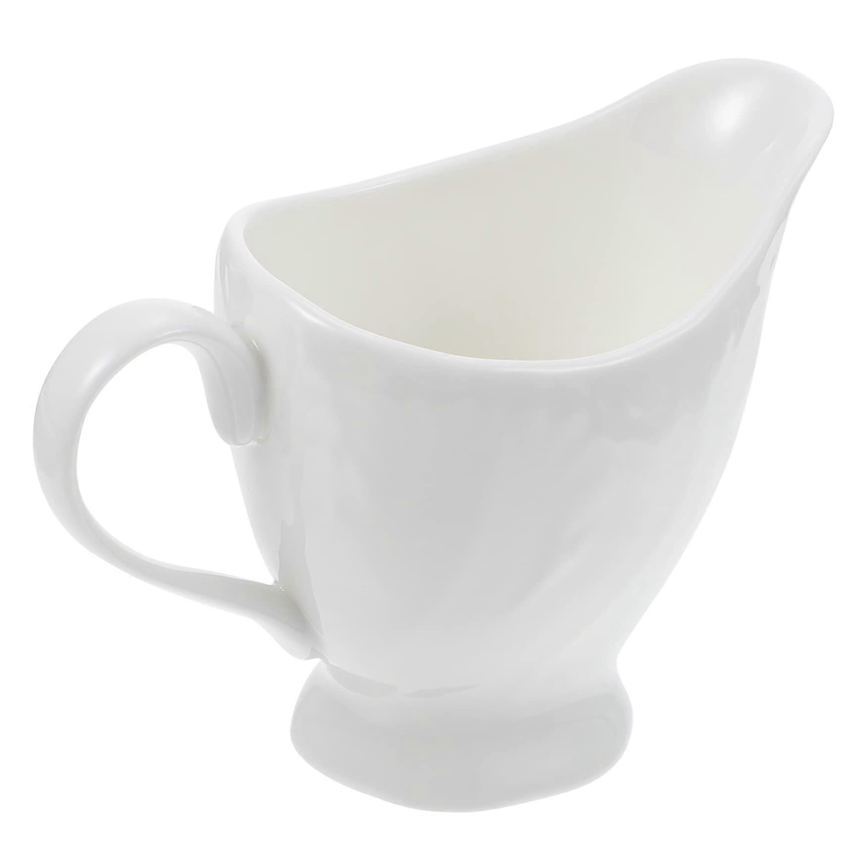 Ceramic Milk Jug for Coffee and Tea, Easy Clean Small White Pitcher for Kitchen and Cafe