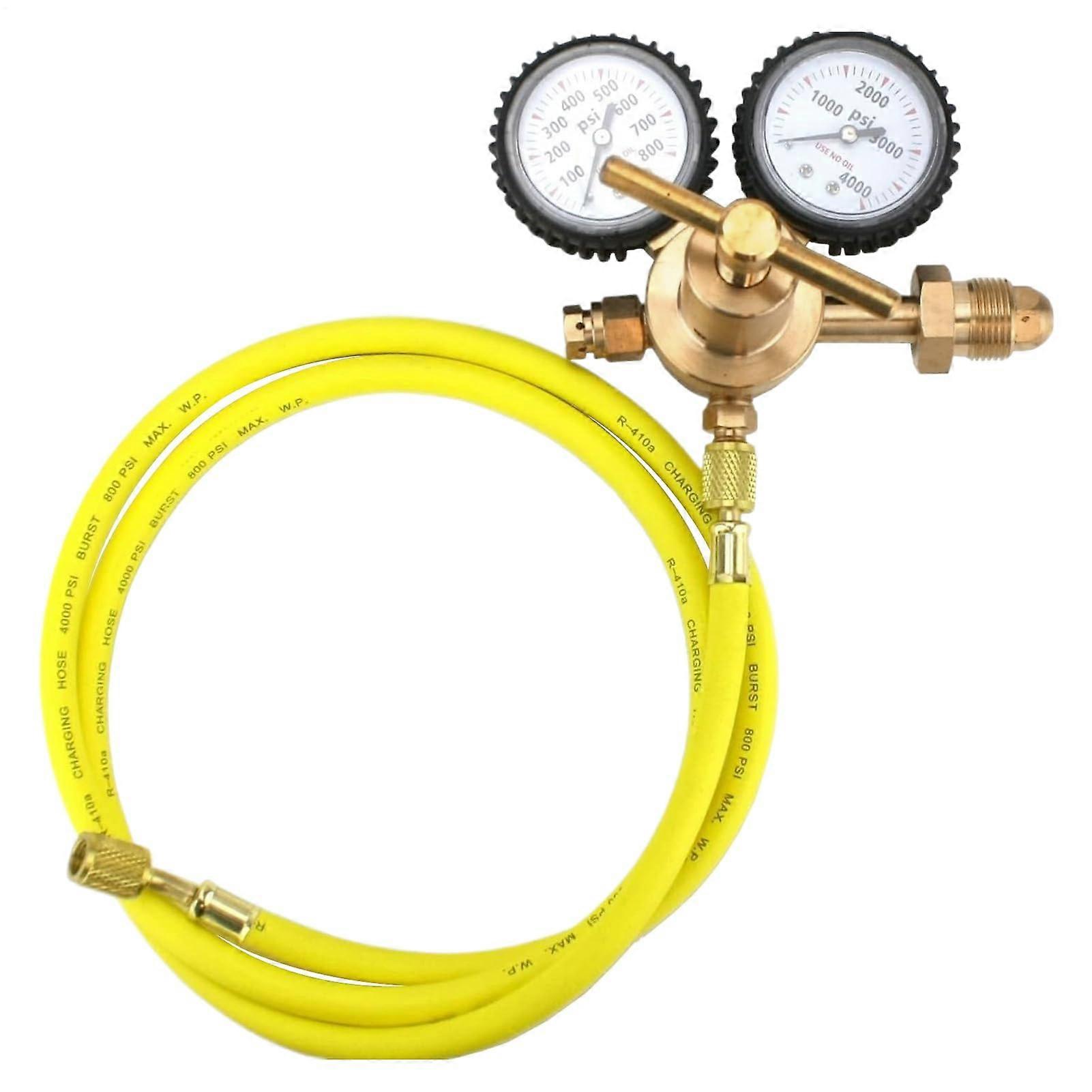 HVAC Nitrogen Regulator with Precision Pressure Control and Extended Hose for Industrial Use