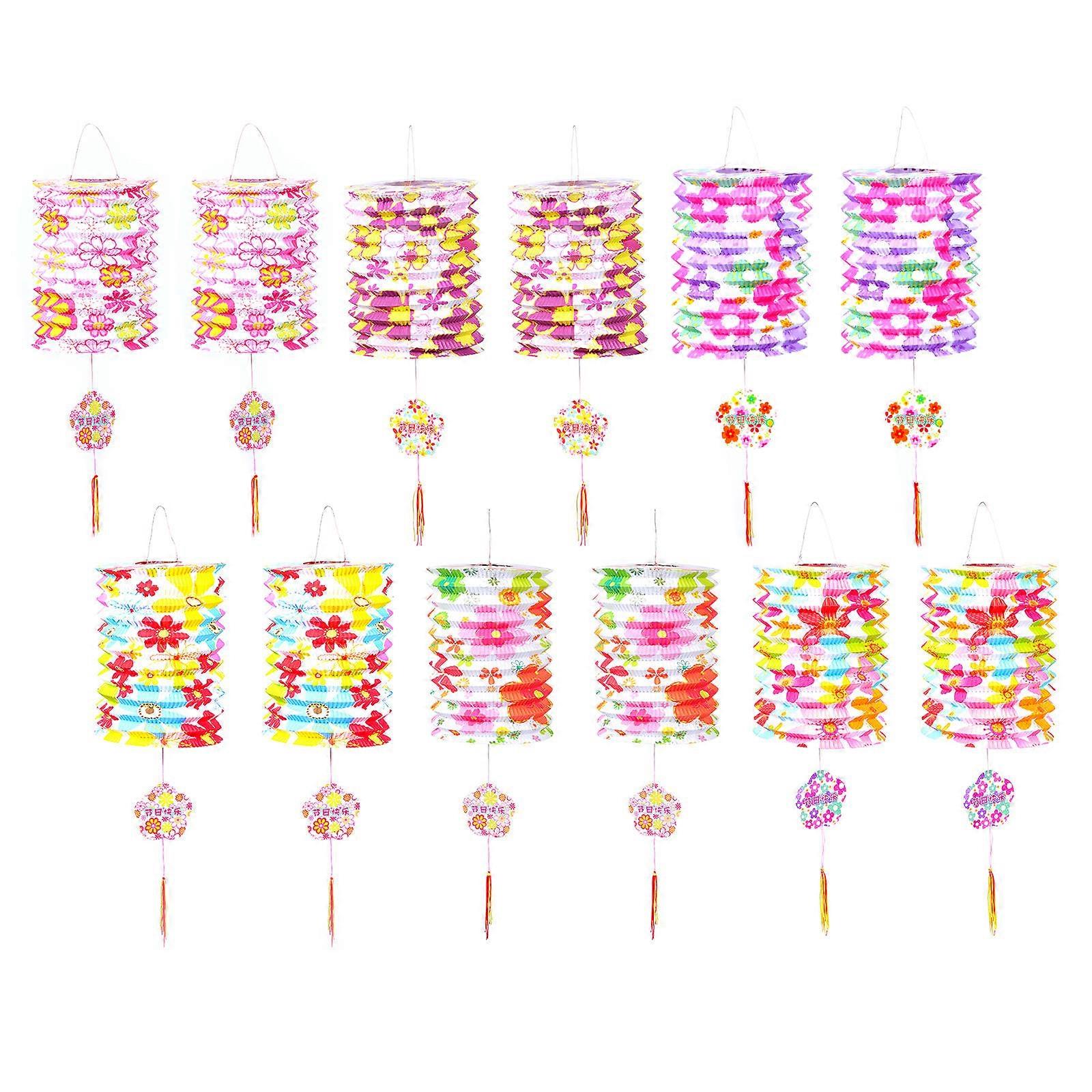 Decorative Paper Lantern Folding Lantern for Decor 12Pcs Multi Color