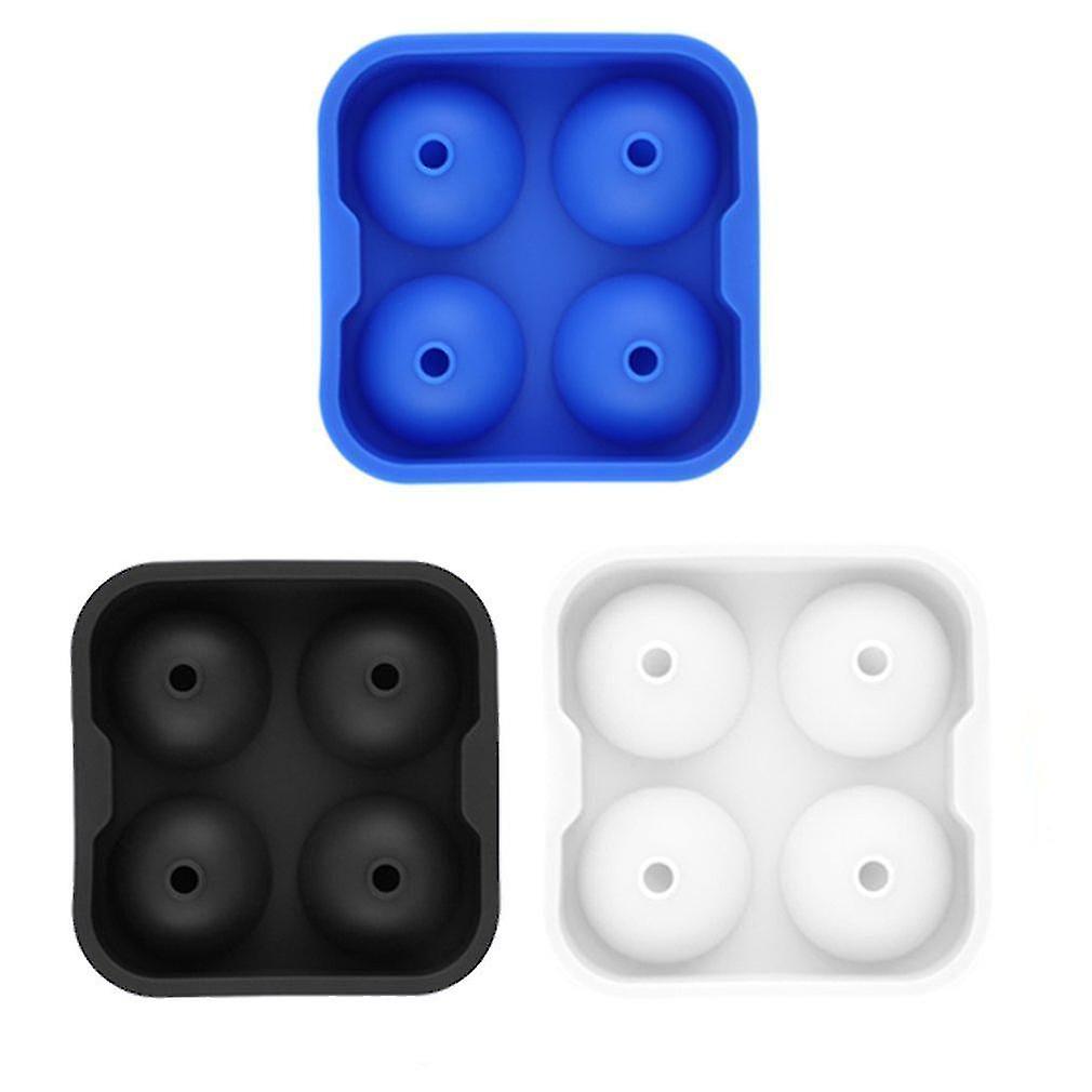Round Ice Balls Maker Tray Four Sphere Molds Cube Whiskey Cocktails