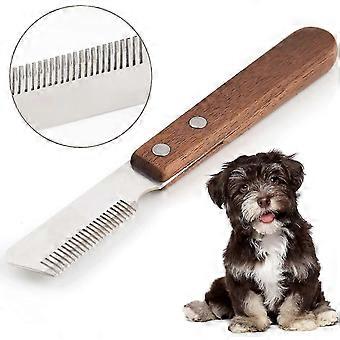 Professionele Skinning Mes voor honden, Skinning Knife Tool voor honden Hand Skinning Mes Voor Border Terriers Pet Grooming Tool Ergonomische Houten Handvat (