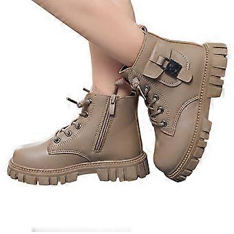 Kleinkinderstiefel, Mädchen-Stiefeletten, wasserdicht, warm, kurze Stiefel, strapazierfähig, modische Winterschuhe für Kinder, Mädchenstiefel, Z03 Khaki, 7-8 Jahre