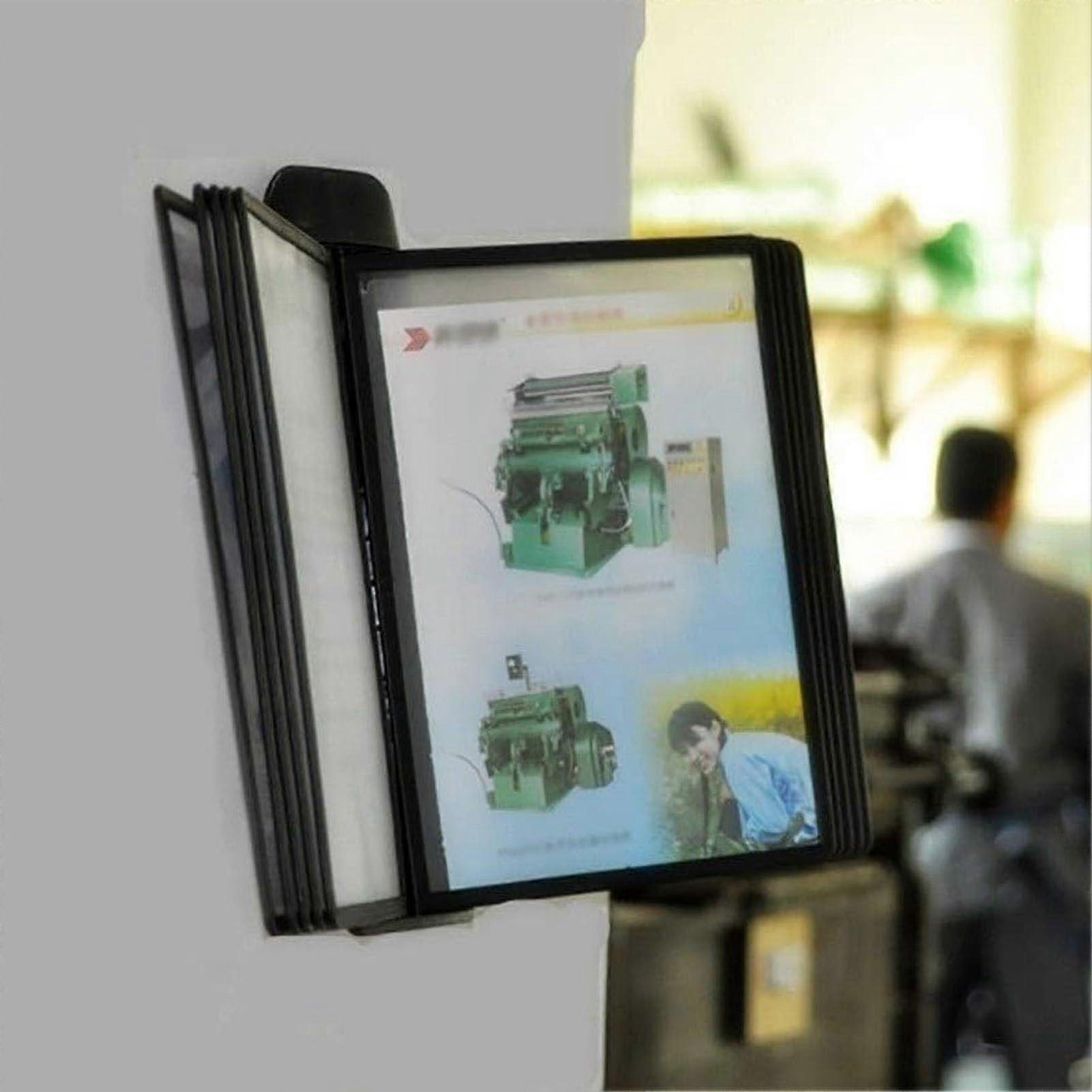 Wall Mount Reference Organizer with 10Page Flip Display Folder for A4 Documents, Durable Metal Frame
