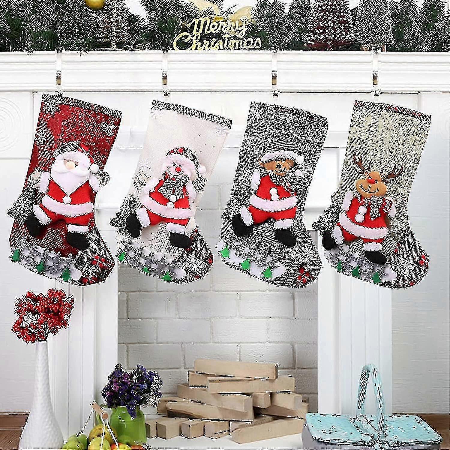 4 pacotes de meias de Natal, 18 polegadas define meia com papai noel