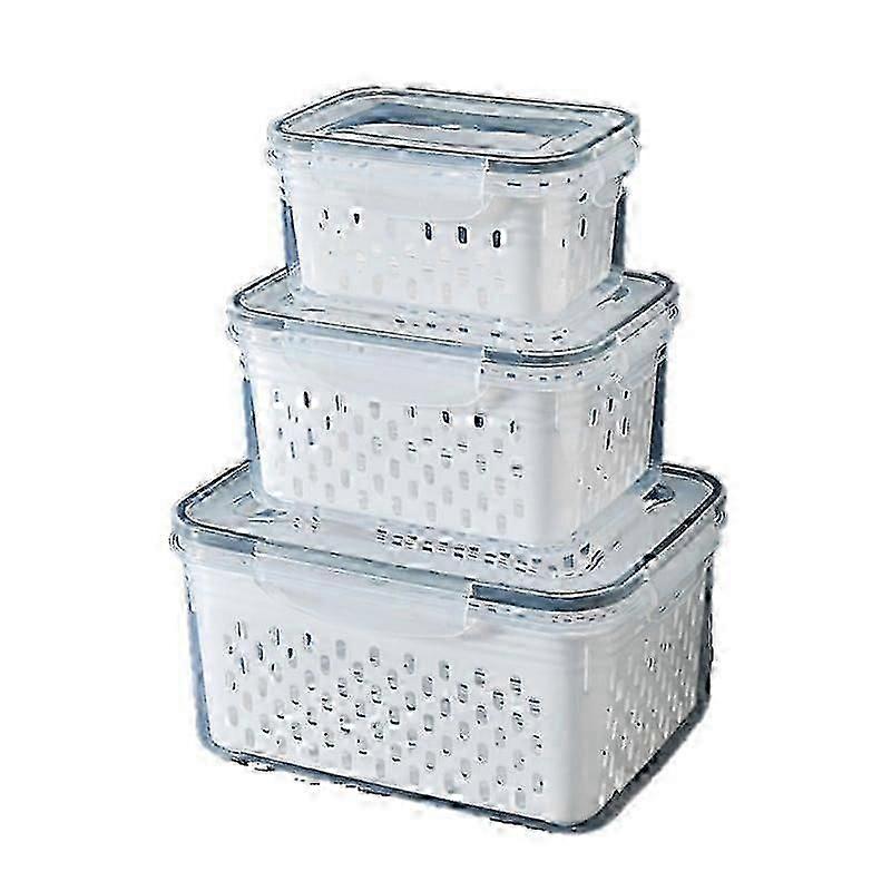 3-Piece Stackable Refrigerator Storage Box Set for Fresh Food, Durable Plastic Containers