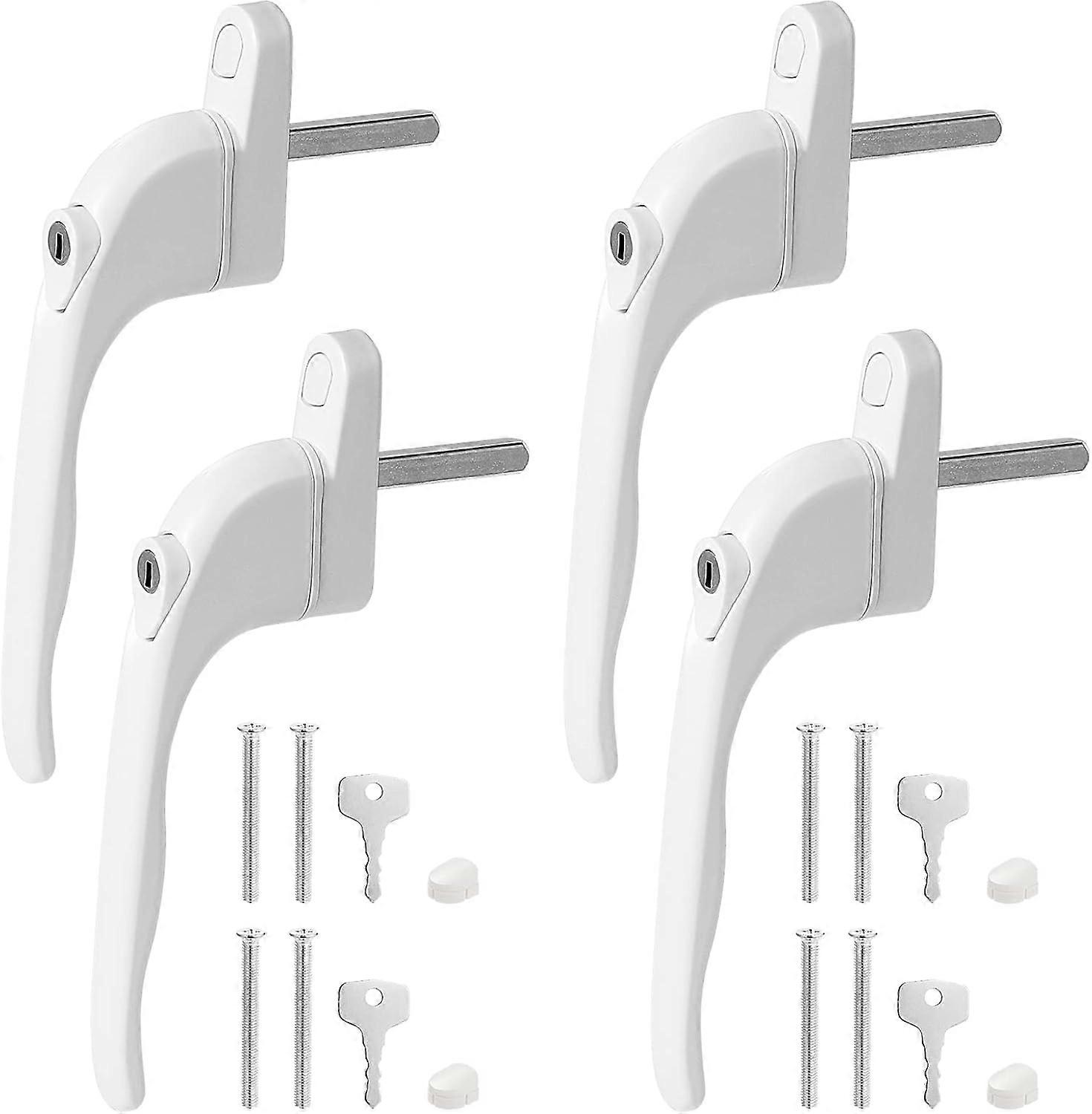 4 Pieces Lockable Aluminum Window Handles, Keyed Window Handle