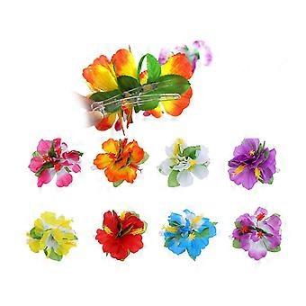 Hawaïaanse bloemenhaarclips, 8 stuks, middelgroot, stoffen haarspeld met kunstmatige tropische bloemen, haaraccessoires voor een Hawaïaans strandfeest, unisex