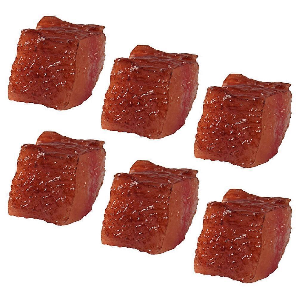 6Pcs Simulation Beef Artificial Lifelike Meat Model Beef Block Model Cognitive Teaching Aid