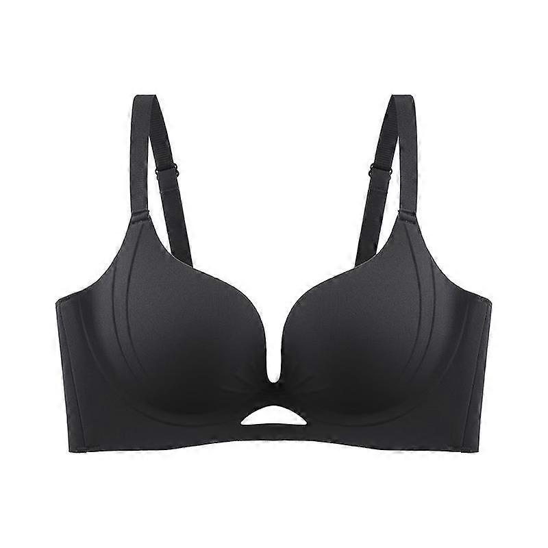 Cream Wireless Bra with Deep V Neckline and Adjustable Straps