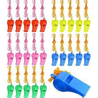 25 apitos de treinamento com cordões, apitos de plástico multicoloridos, adequados para atividades ao ar livre, esportes e emergências (este produto é...).