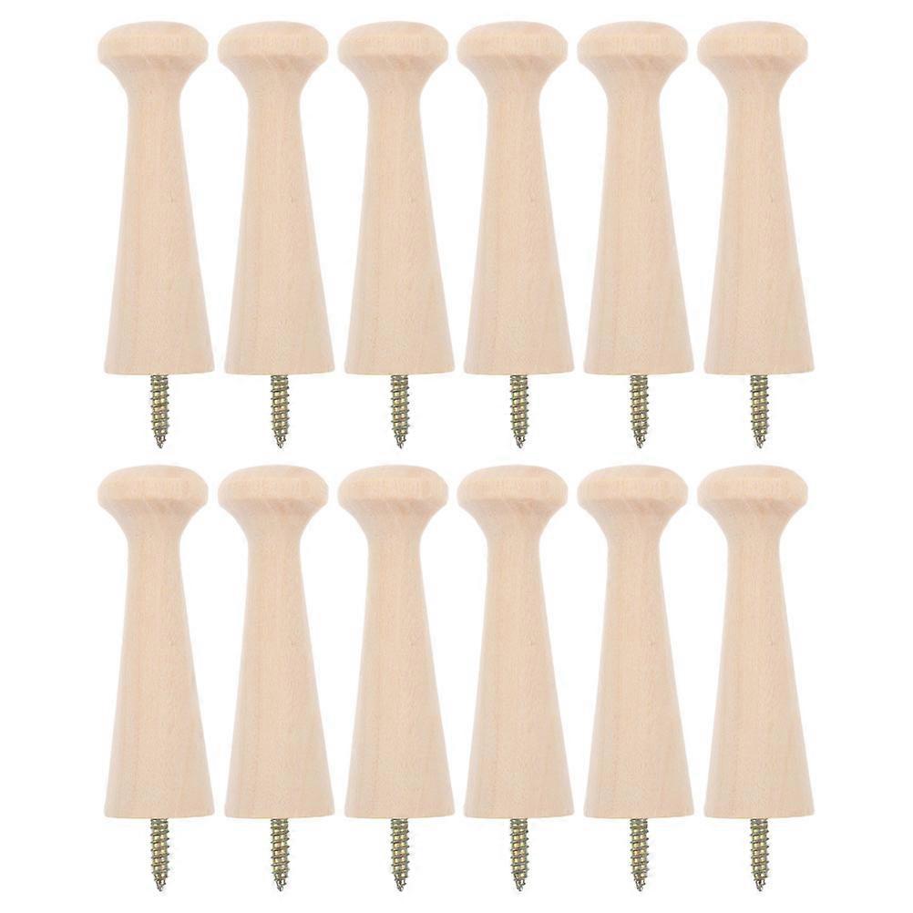 Solid Wood Peg Hooks for Hanging Clothes with Versatile Use 12Pcs