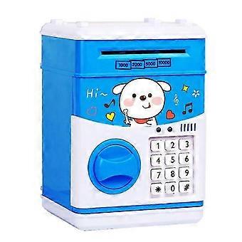 Electronic ATM Money Box, Plastic Blue Kids Savings Bank, Password Protected, Auto Scroll, Large Capacity, Educational Gift for Kids