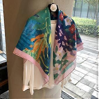 Franse olieverfschilderstijl, 110 cm, lichtgewicht, ademende sjaal met vierkante halslijn voor dames