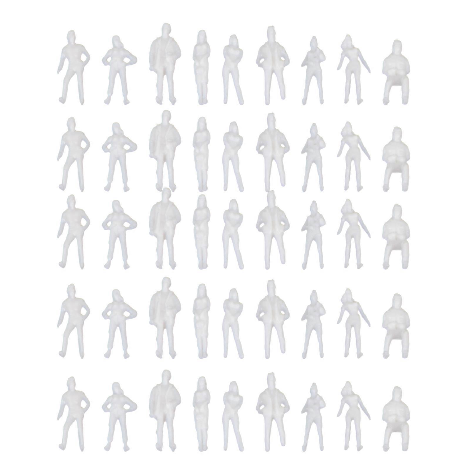 Human Figurine Model Plastic Craftwork for Decor 100Pcs White Mini Set