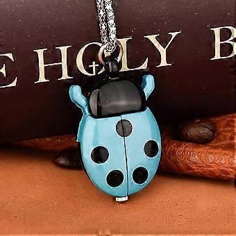 1 stuk schattig modieus klein gouden kever zakhorloge met ketting, lichtgewicht hanger klok, geschikt voor volwassenen en kinderen, lieveheersbeestje horloge!y3