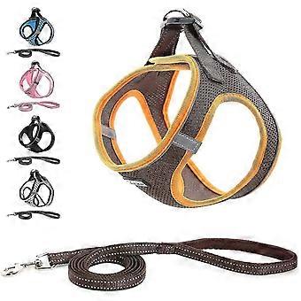 Leaded Dog Harness, Stretch Chest Harness, Reflective, compatible with Small And Medium Dogs, Cats (xl, Brown) Fgao