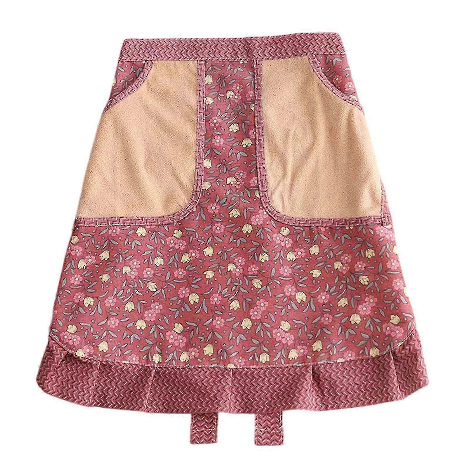 Ruffled Floral Half Apron Breathable Polyester