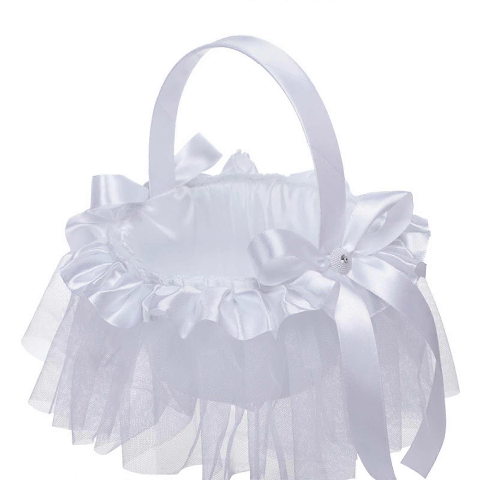 Compact Wedding Petal Basket White