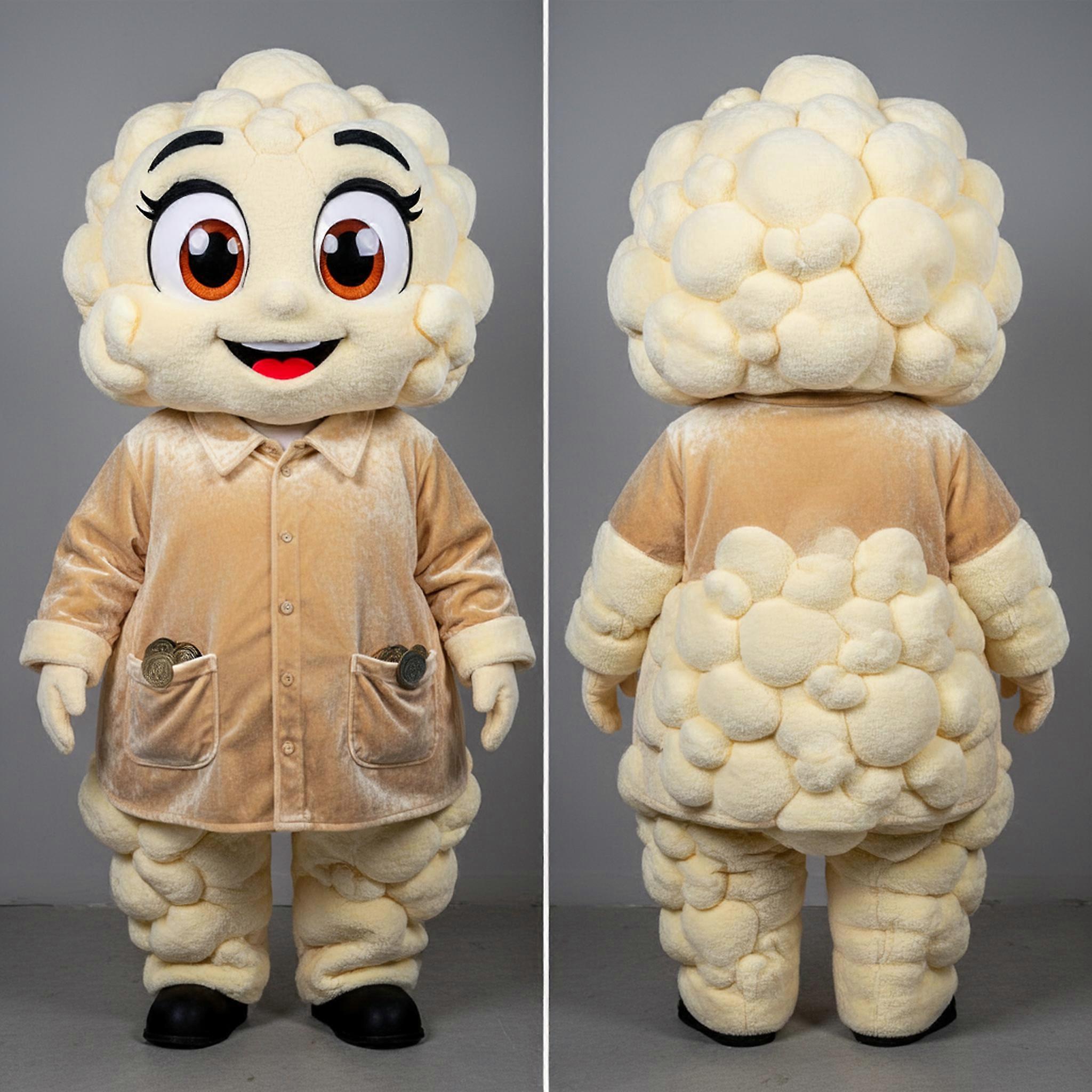 MASTICOT Cream Yellow Fluffy Pop Corn Mascot