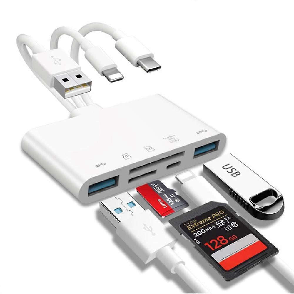 5-in-1 Memory Card Reader USB OTG Adapter SD Card Reader for iPhone iPad