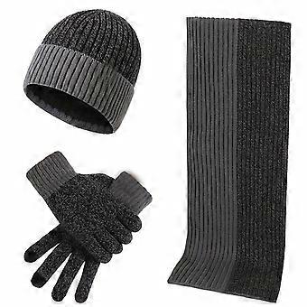 Knitted Hat Scarf and Gloves Set, 3 Pcs Color-Block Thick Winter Hat, Warm Autumn Gift Set for Women