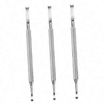 Gentle Cuticle Removal 3-Piece Stainless Steel Dual-Ended Cuticle Pusher & Nail Scraper Set
