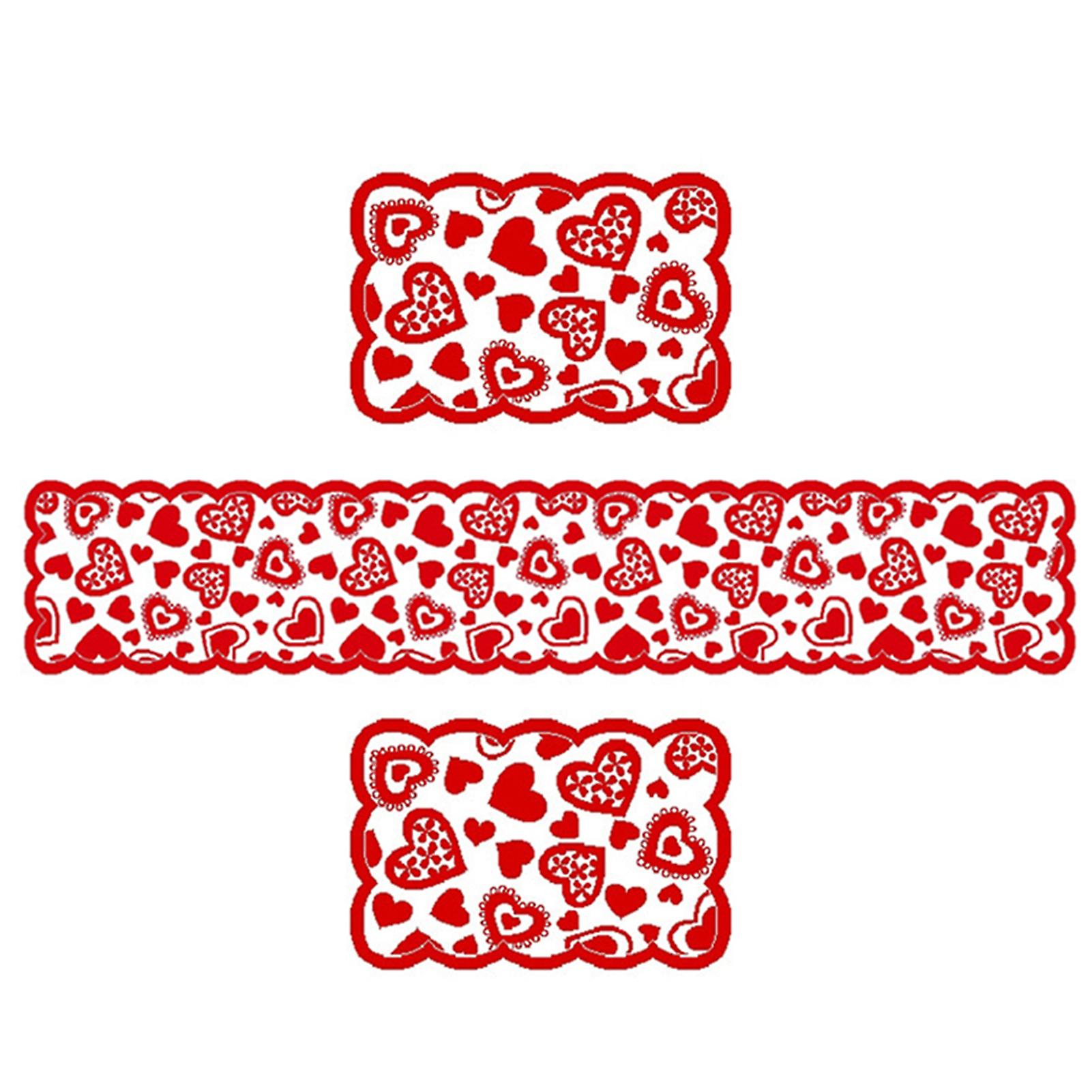 Love Heart Table Runner & Table Mat Knitted Rectangular Table Mat For Home Office Kitchen Dining Table Decorations