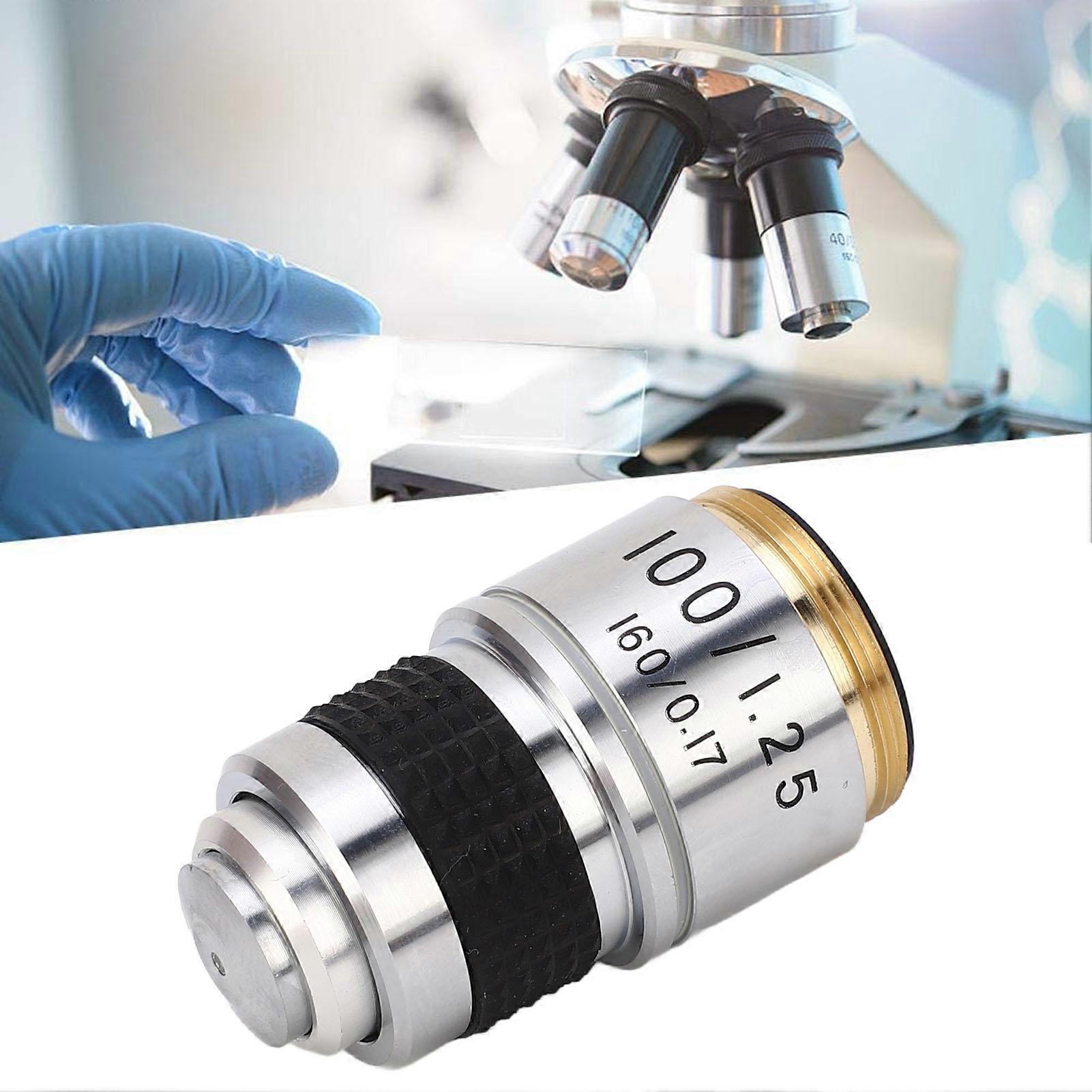 100X Microscope Objective RMS Size Fall Resistant Professional Objective Lens Replacement